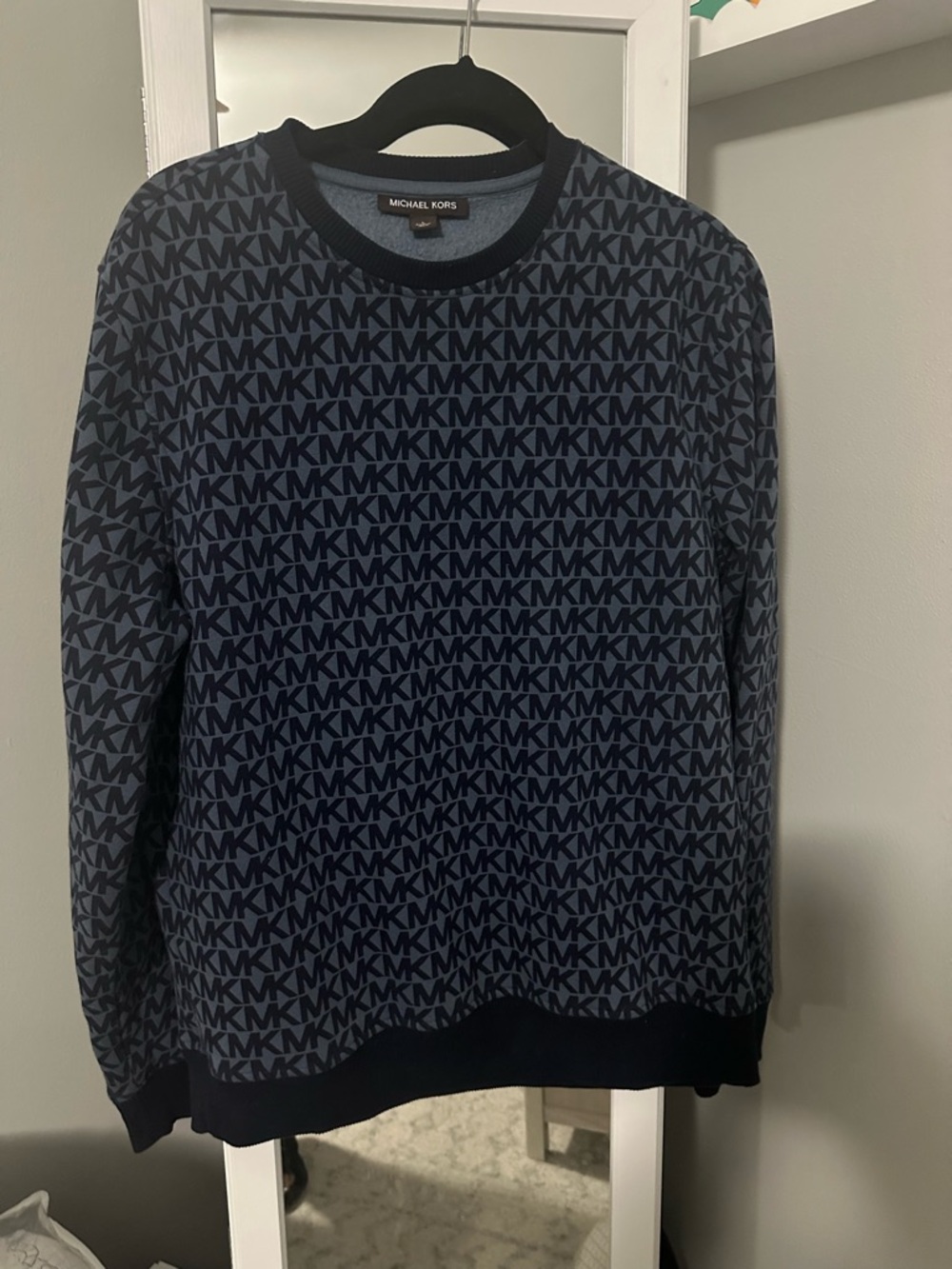 Michael Kors Men's Navy MK Logo Crewneck Sweater